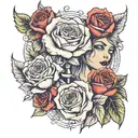 anja&thomas and Roses lined tattoo design idea