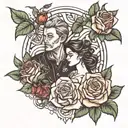 anja&thomas and Roses lined tattoo design idea