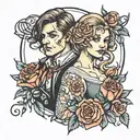 anja&thomas and Roses lined tattoo design idea