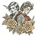 anja&thomas and Roses lined tattoo design idea