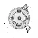 top down record player  tattoo design idea