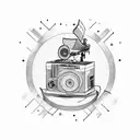 top down record player  tattoo design idea