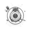 top down record player  tattoo design idea