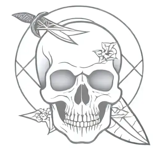 skull and dagger tattoo design idea