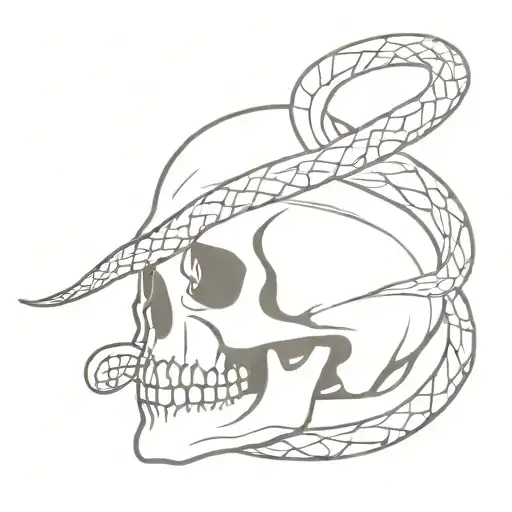 skull and snake tattoo design idea