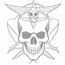 skull and dagger tattoo design idea
