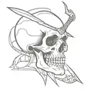 skull and dagger tattoo design idea