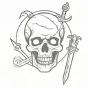 skull and dagger tattoo design idea