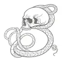 skull and snake tattoo design idea