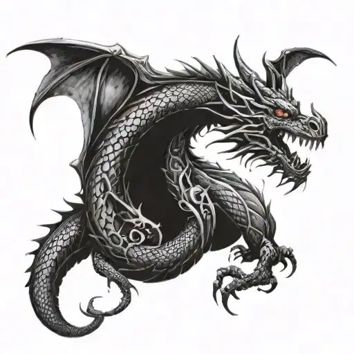 dragon with detailed scales  tattoo design idea