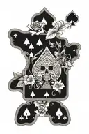 ace of spades with dice and flowers tattoo design idea