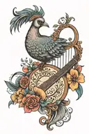 lyre bird tattoo design idea