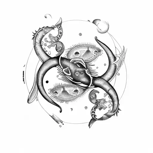 cancer pisces Taurus Aquarius tattoo design idea