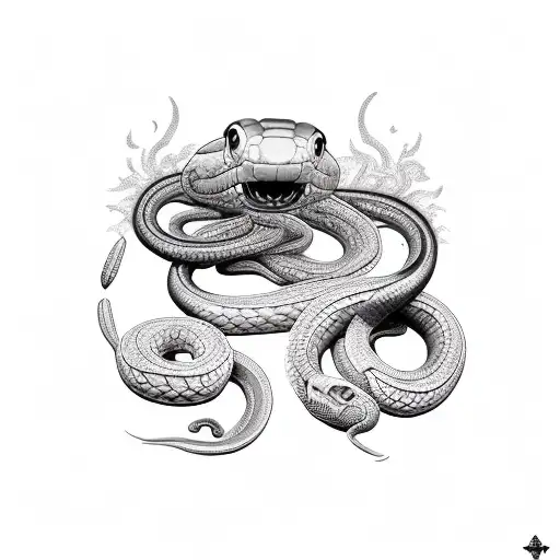 snake and fire tattoo design idea