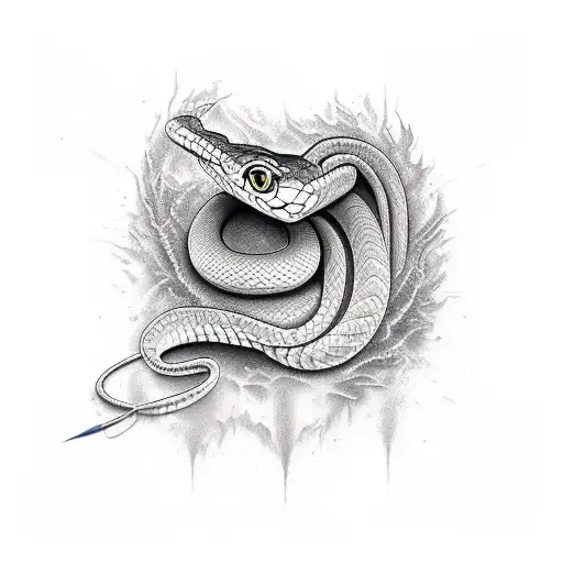 snake and fire tattoo design idea