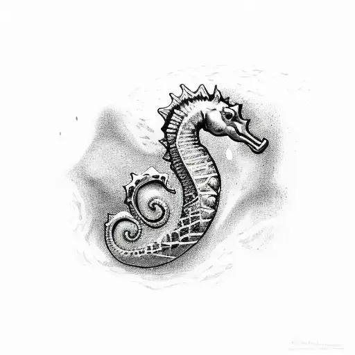 Ocean with a strong seahorse lifting weight tattoo design idea