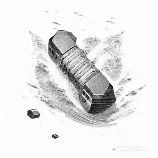 Sea waves forming a dumbbell shape tattoo design idea