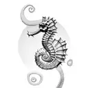 Seahorse lifting weights tattoo design idea