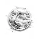 Sea waves forming a dumbbell shape tattoo design idea