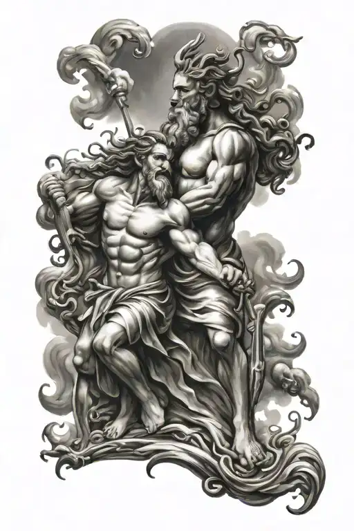 poseidon and zeus tattoo design idea
