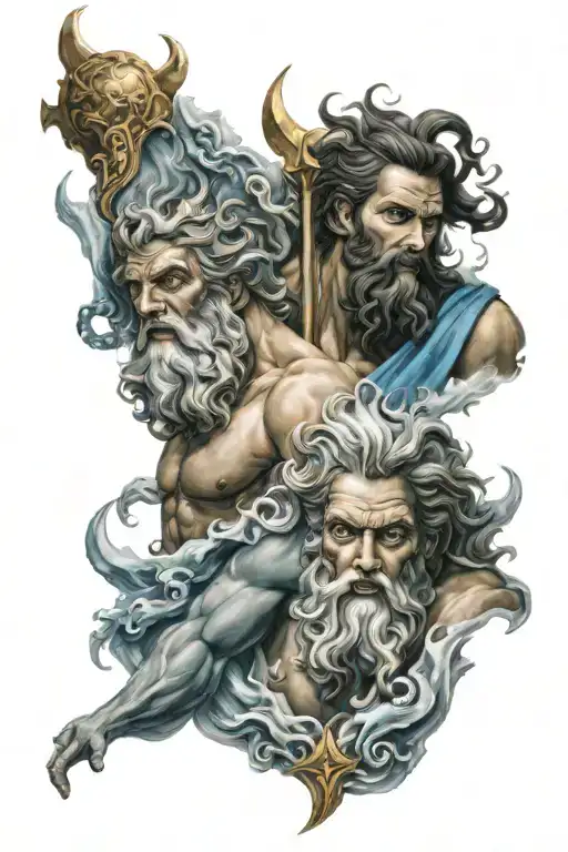poseidon and zeus greek mythology tattoo design idea