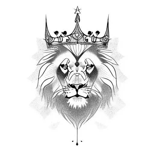 angry lion with crown tattoo design idea