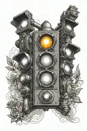 Fine line tattoo traffic light rays coming tattoo design idea