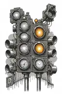 Fine line tattoo traffic light rays coming tattoo design idea