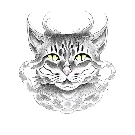 half cat half aries demon tattoo design idea
