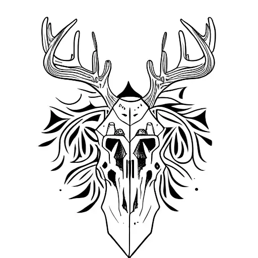 deer skull tattoo design idea