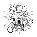 Cracked Skull with mushrooms growing out tattoo design idea