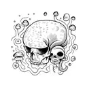 Cracked Skull with mushrooms growing out tattoo design idea