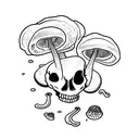 Cracked Skull with mushrooms growing out tattoo design idea