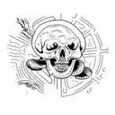 Cracked Skull with mushrooms growing out tattoo design idea