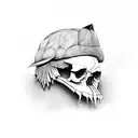 Crow with a animal skull as a hat tattoo design idea