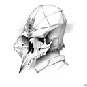 Crow with a animal skull as a hat tattoo design idea