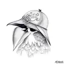 Crow with a animal skull as a hat tattoo design idea