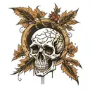 cypress tree water skull surrounded tattoo design idea