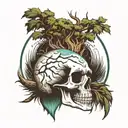 cypress tree water skull surrounded tattoo design idea