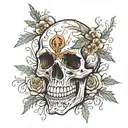 cypress tree skull tattoo design idea