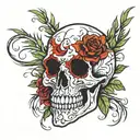 cypress tree skull tattoo design idea