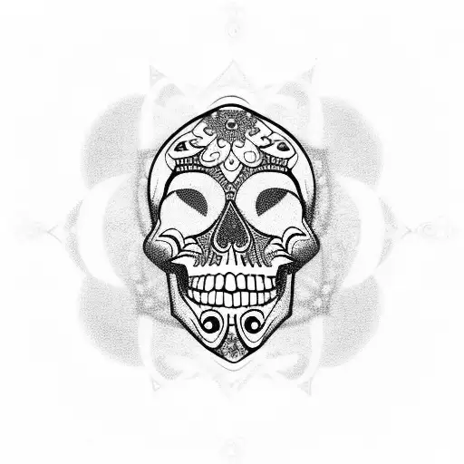 mandala skull with one eye in the center of the head tattoo design idea