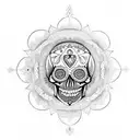 mandala skull with one eye tattoo design idea