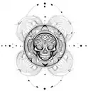 mandala skull with one eye tattoo design idea