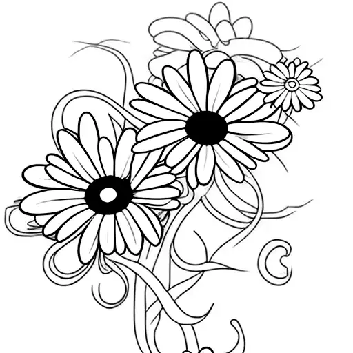 Daisy Tattoo Designs Outline PNG Daisy Flower Tattoo Flash Tattoo Stencils,  Birth Flowers Tattoo - Etsy