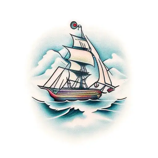 sailing ship tattoo design idea
