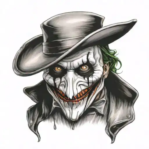 Joker in a Plague Doctor suit with death mask tattoo design idea