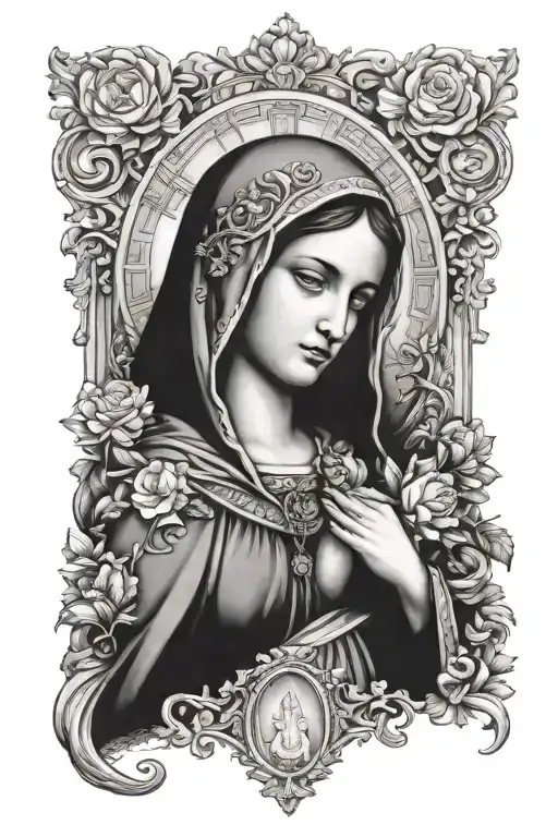 Our Lady appeared with a church tattoo design idea