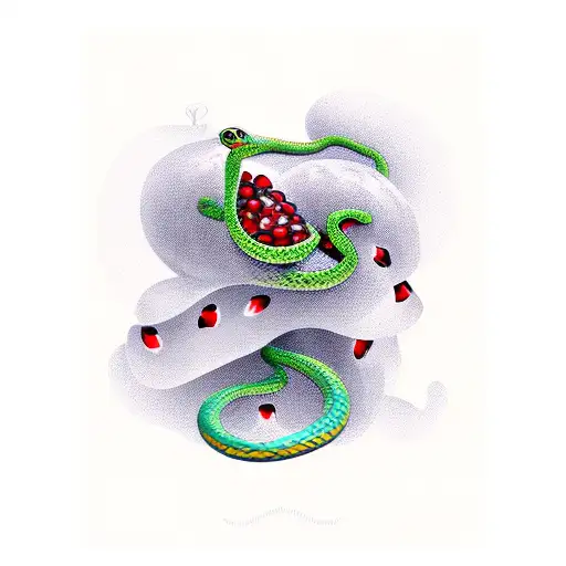 Snake on a pomegranate tree tattoo design idea