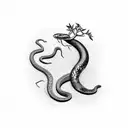 Snake on a pomegranate tree tattoo design idea